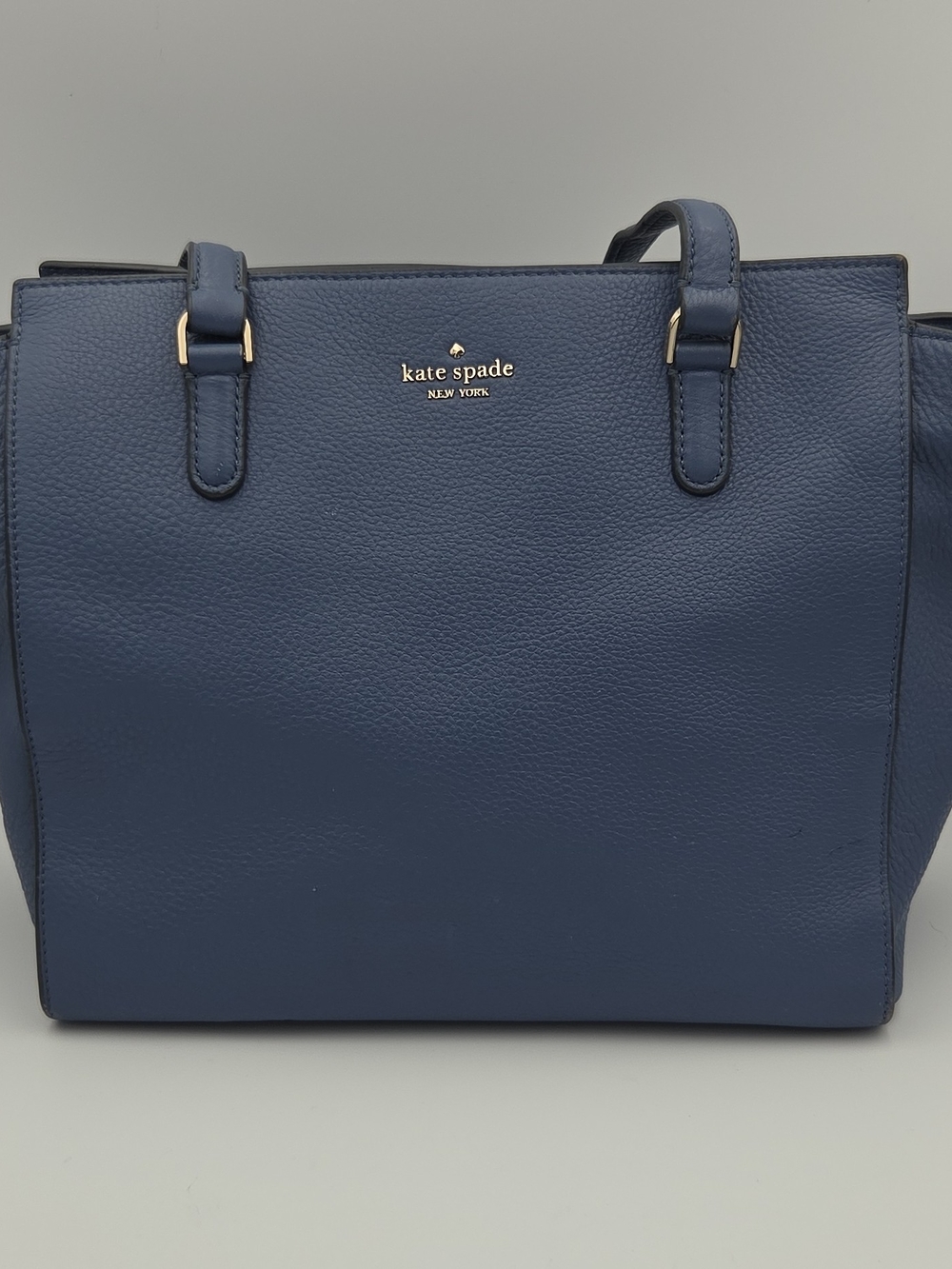 kate spade Navy Pebbled Leather Tote with Gold Hardware
